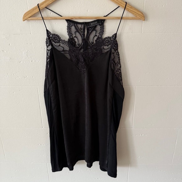 Other - Black Lace Cami | Satin Slip Top Lingerie Style Spaghetti Strap | Size Medium
